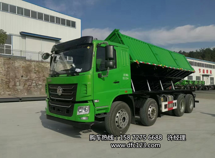 東風輕量化濰柴270前4后8側翻自卸車，輕皮前四后八8x4翻斗自卸車